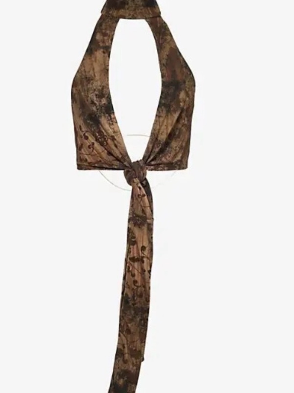 Jaded London Brown Tie-Front Halter Scarf Top